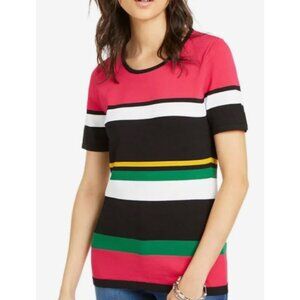 INC International Concepts Women's Short Sleeve Multicolored Striped Knit Top Si